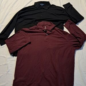 Port Authority Black and Burgundy Polo Shirts Set Of 2 Size 3XL Long Sleave